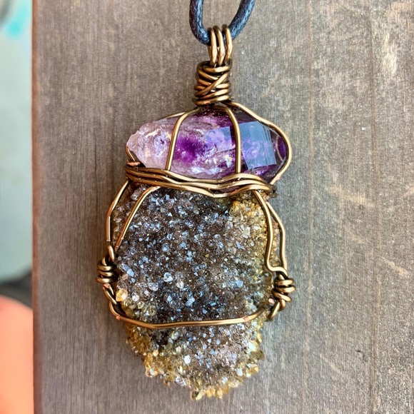 Hand Crafted Other - Amethyst & Drusy Herkimer Pendant